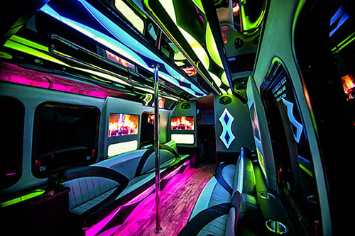 neon lights on bus