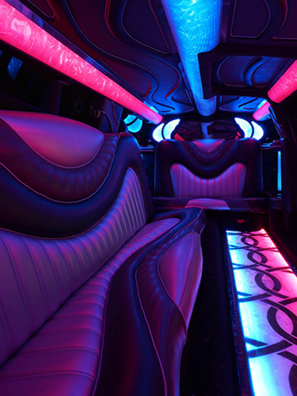 pink limousine with disco floor